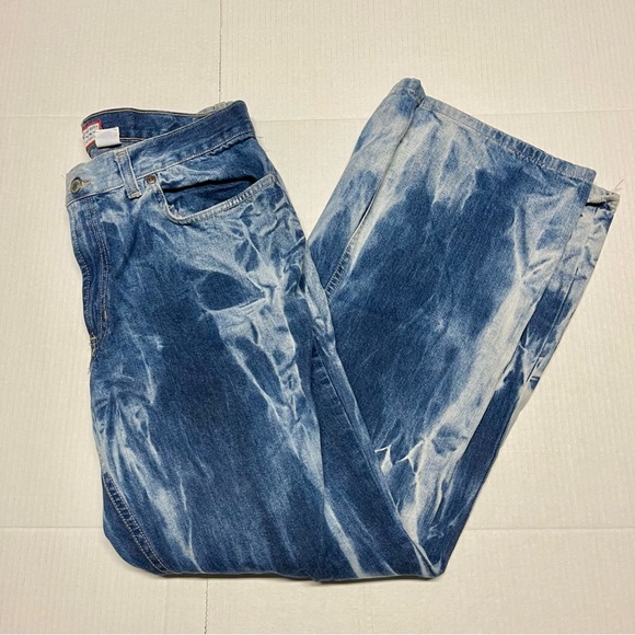 Tie-Dye Blue Women's Flare Jeans - Picture 3 of 10